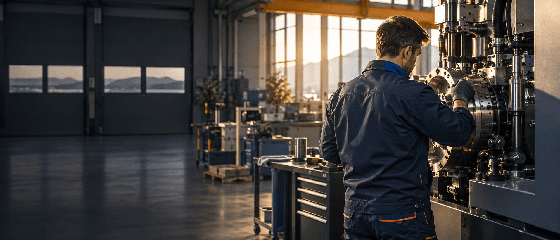 Serviser provjerava industrijski stroj